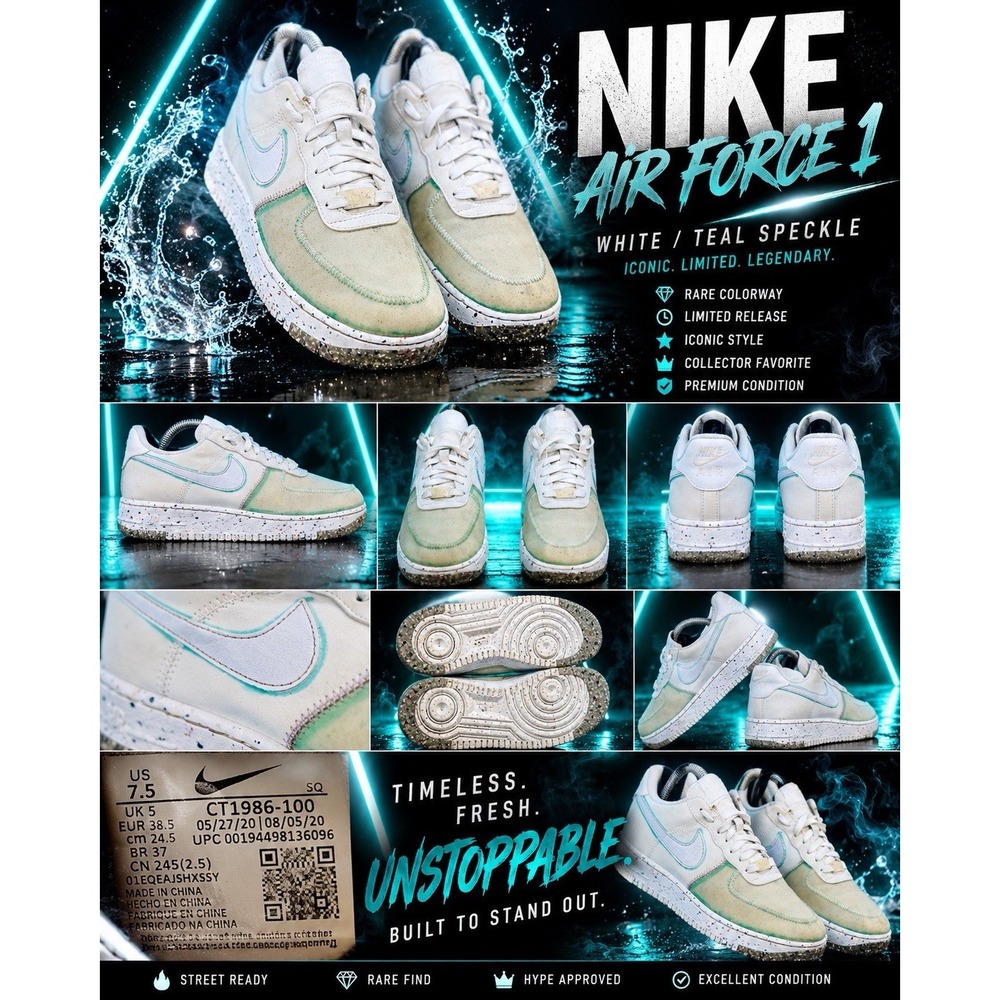Size 7.5 - Nike Air Force 1 Crater Summit White W